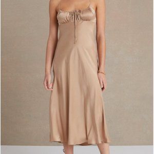 BEC + BRIDGE MARGARETA SILK MIDI DRESS - TAN (Aus Size 6)